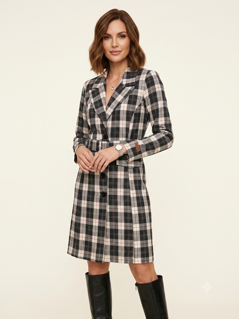 Plaid Belted Blazer Dress Sz Small by Better B Y2k